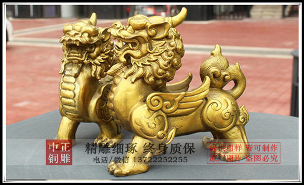 鑄銅獨(dú)角獸|加工獬豸雕塑