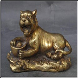 銅雕老虎擺件