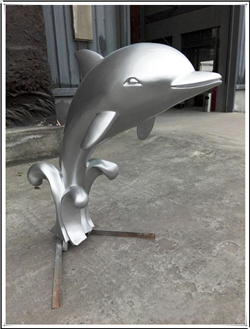 不銹鋼噴水海豚雕塑
