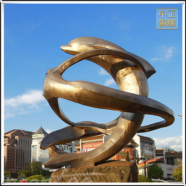 公園海豚銅雕塑