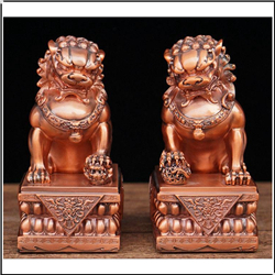 雌雄一對銅獅子