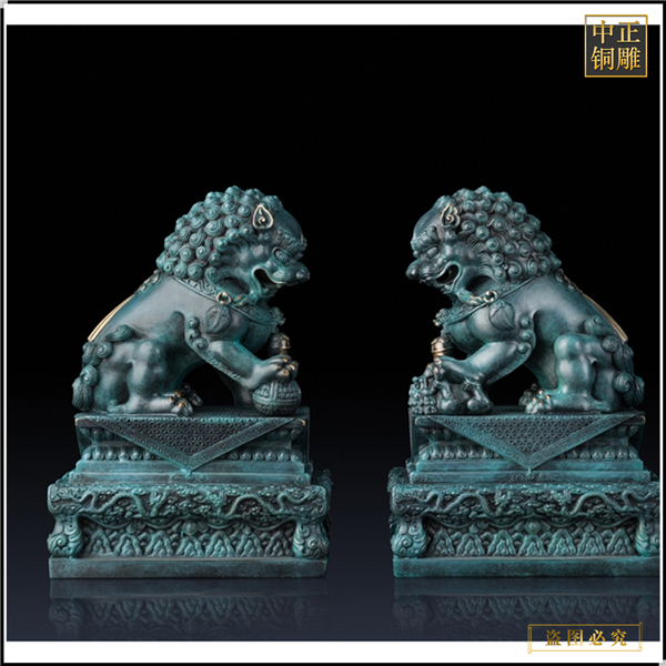 一對(duì)青銅獅子雕塑鑄造