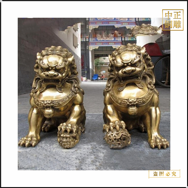 一對(duì)1.2米銅獅子